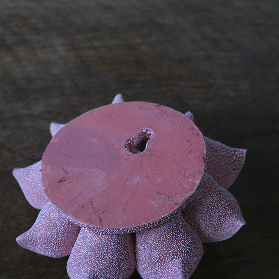 童話の森に咲く異界の花を思わせるABYSSALピンクの花オブジェ