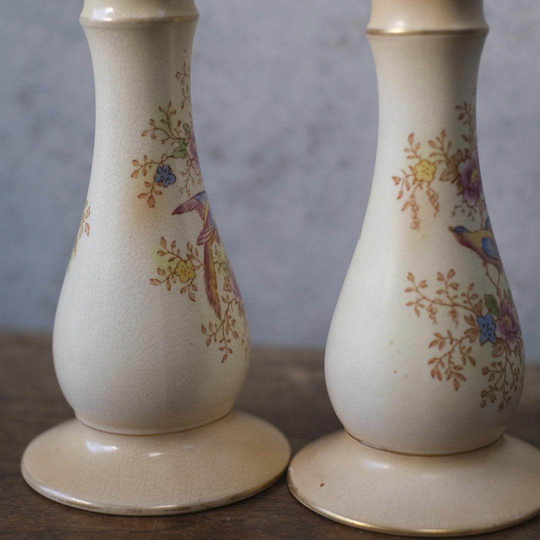  アンティーク キャンドルスタンド HICKEY WARE（ヒッキーウェア） 陶器 雉の絵 イギリス6