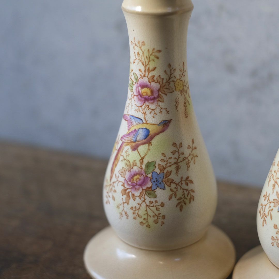  アンティーク キャンドルスタンド HICKEY WARE（ヒッキーウェア） 陶器 雉の絵 イギリス8