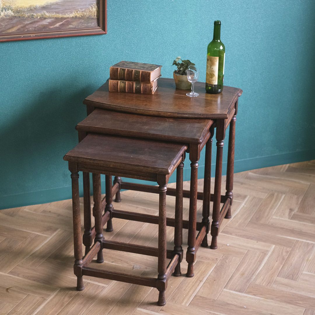 アンティーク ネストテーブル オーク サイドテーブル フランス アンティーク家具1