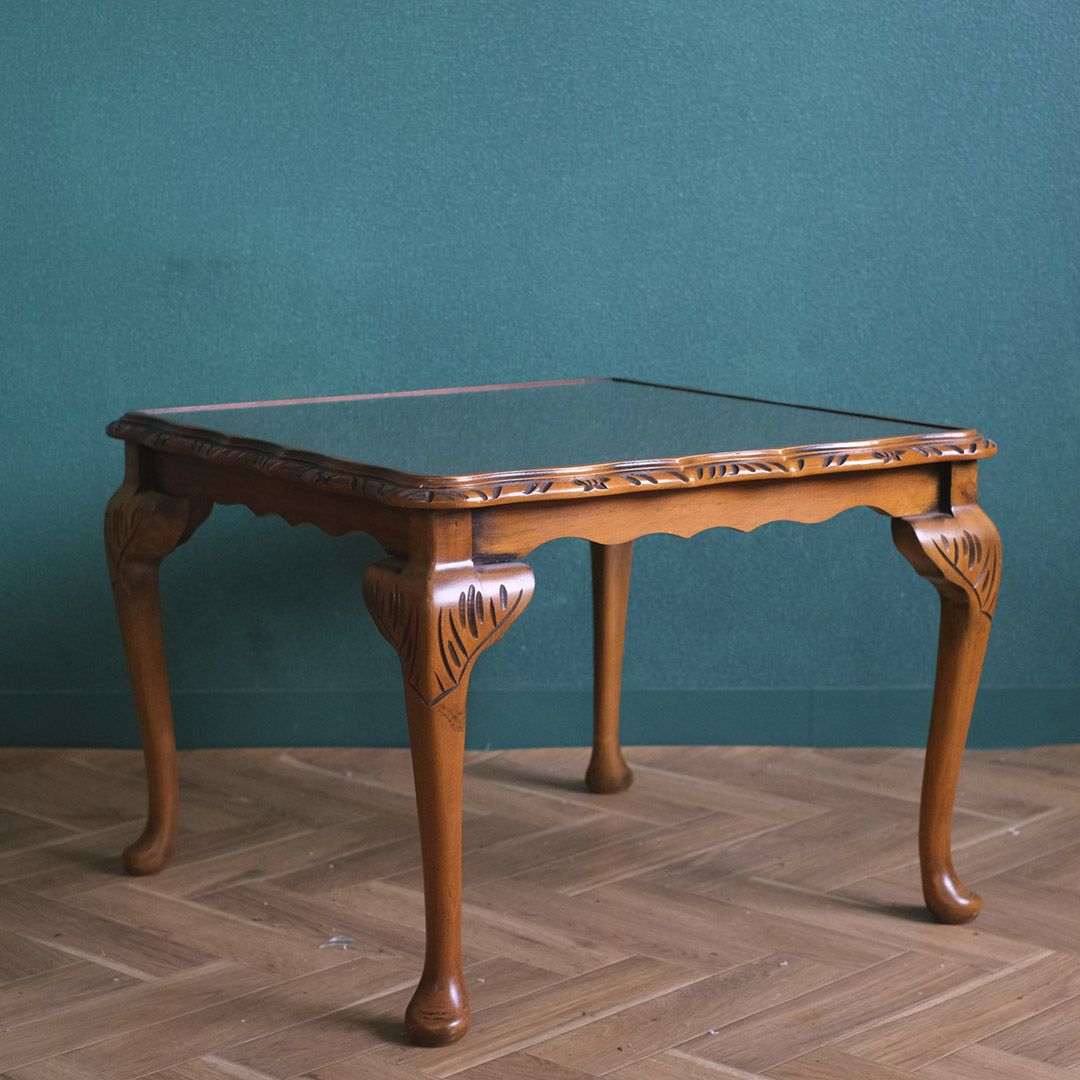 ヴィンテージサイドテーブル コーヒーテーブル ガラストップ 猫脚 イギリス4