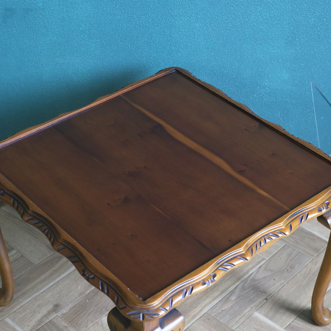 ヴィンテージサイドテーブル コーヒーテーブル ガラストップ 猫脚 イギリス6