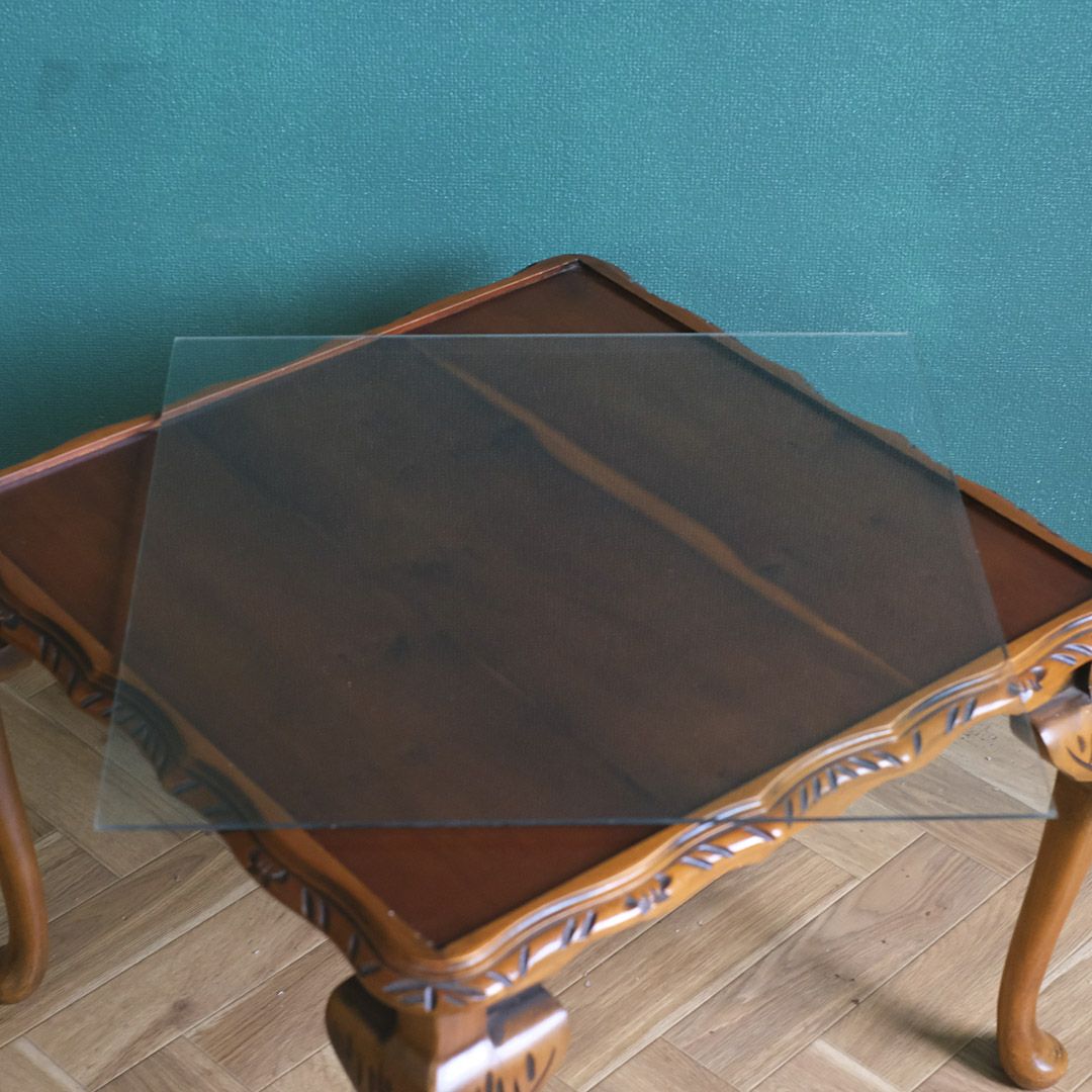 ヴィンテージサイドテーブル コーヒーテーブル ガラストップ 猫脚 イギリス7