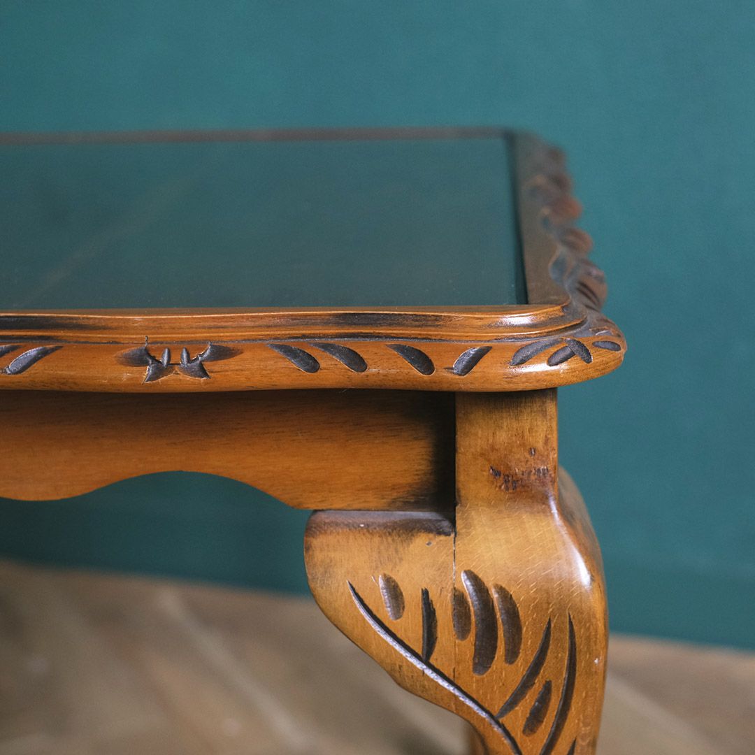 ヴィンテージサイドテーブル コーヒーテーブル ガラストップ 猫脚 イギリス8