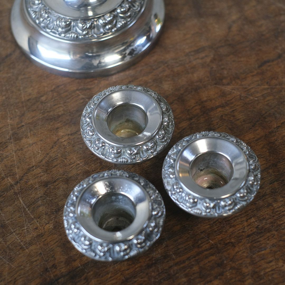 ヴィンテージ キャンドルスタンド シルバープレート 3灯燭台 イギリス キャンドルホルダー5