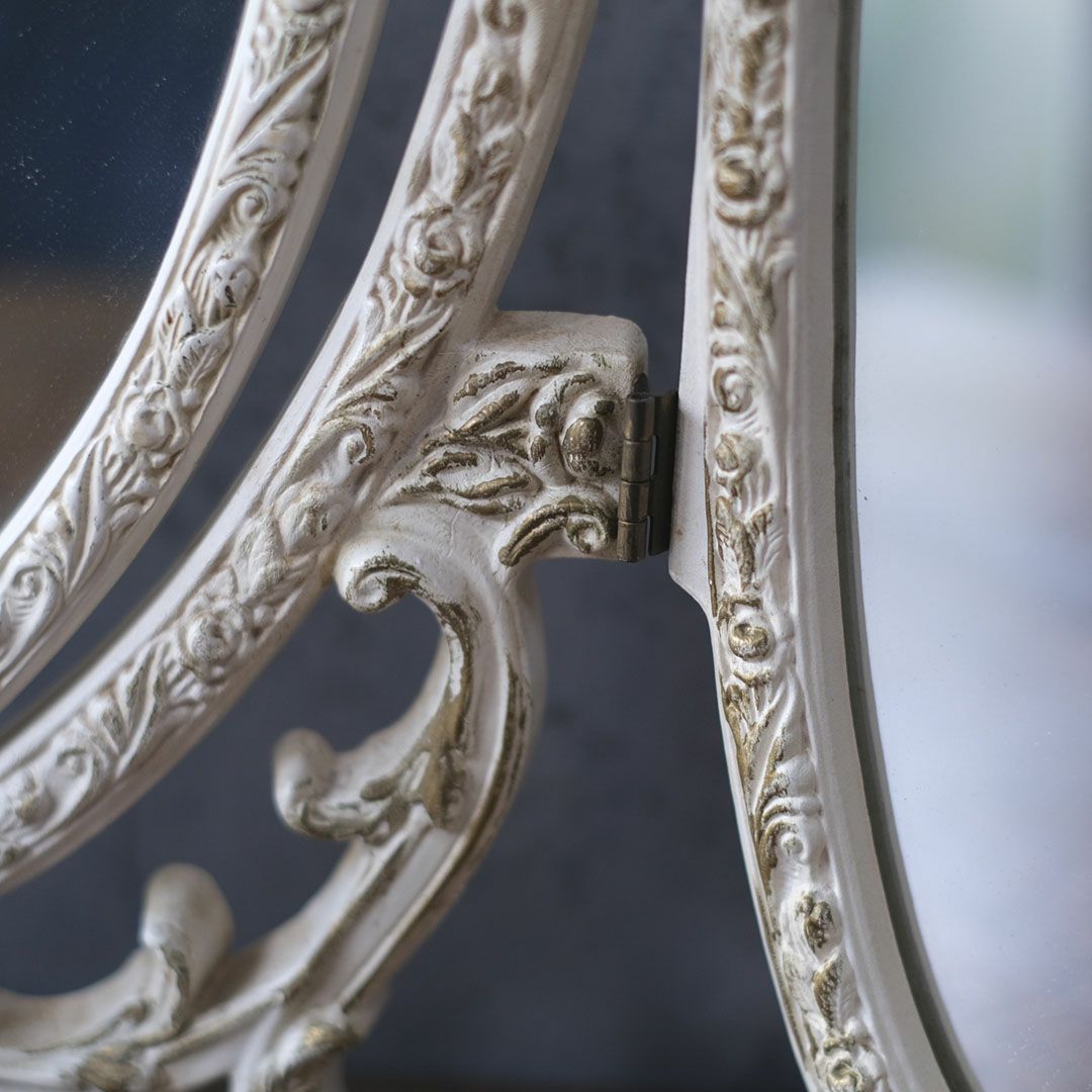 ヴィンテージ トリフォールドミラー オーバル卓上3面鏡 イギリス9