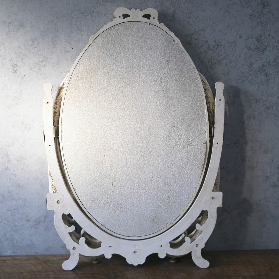 ヴィンテージ トリフォールドミラー オーバル卓上3面鏡 イギリス11