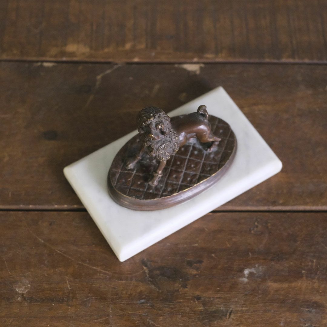 アンティーク ブロンズプードル イギリス アールデコ 大理石 小さな犬の置物 オブジェ6