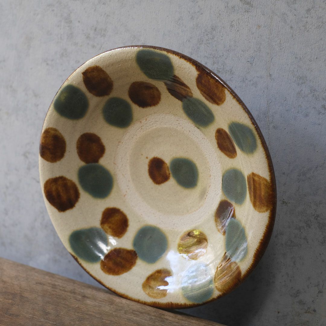 やちむん 松田共司 点打ち 大皿 読谷村北窯 一点物 沖縄 22.5cm の通販