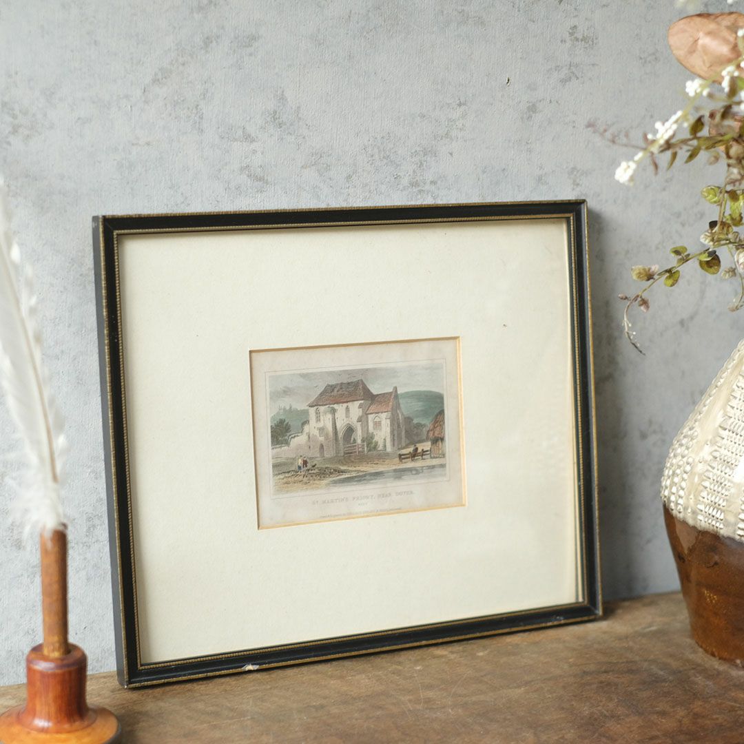 アンティークピクチャー リトグラフ St Martin’s Priory 修道院 絵 イギリス