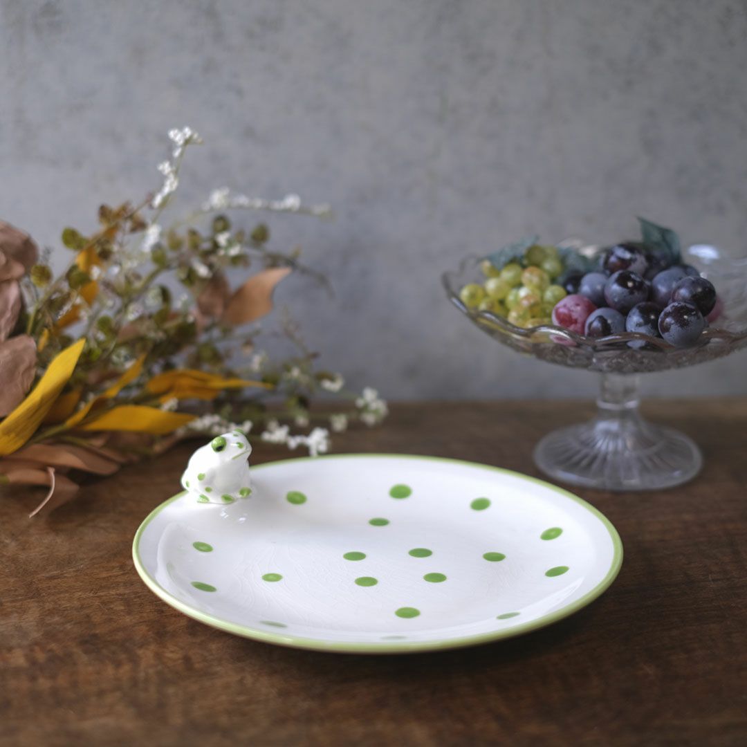 ヴィンテージプレート 皿 Schmid Design Folio（シュミット・デザイン・フォリオ） カエルモチーフ 水玉模様 逆輸入 日本